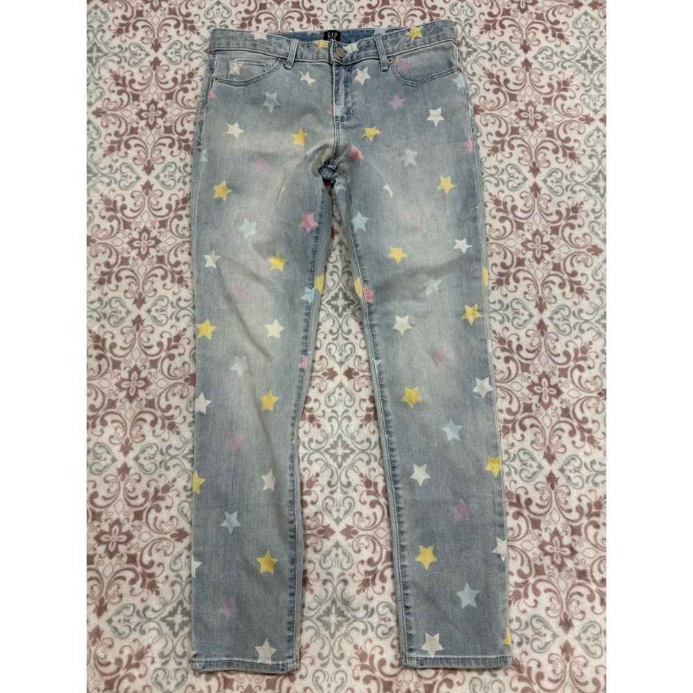 Gap Denim Light Wash Pastel Star Print Skinny Jeans Womens Size 12/31 Regular